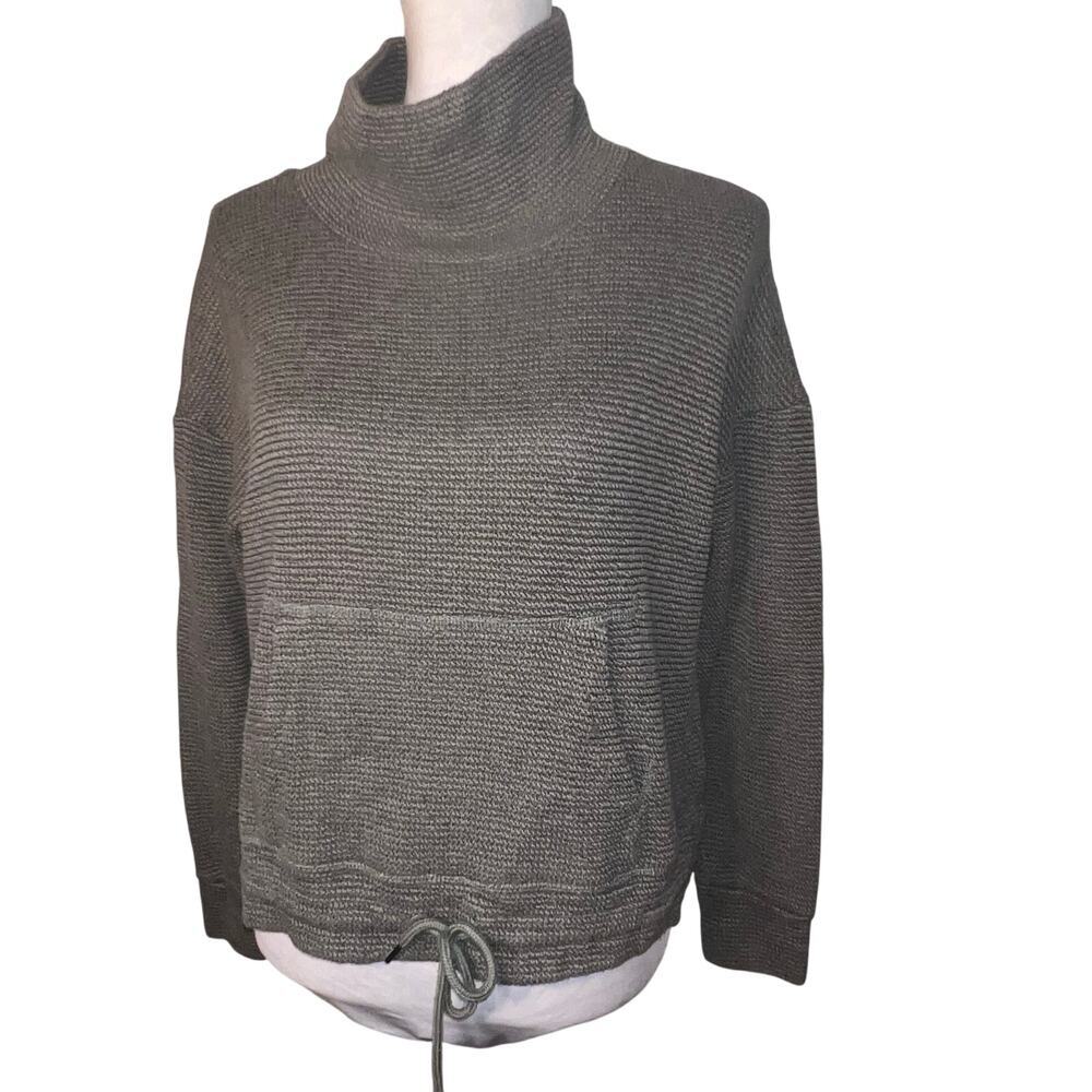90’ by Reflex womens M boxy crop‎ kangaroo drawstring waist slub knit sweater